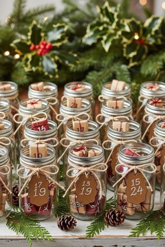 Mason jar advent calendar with surprises.