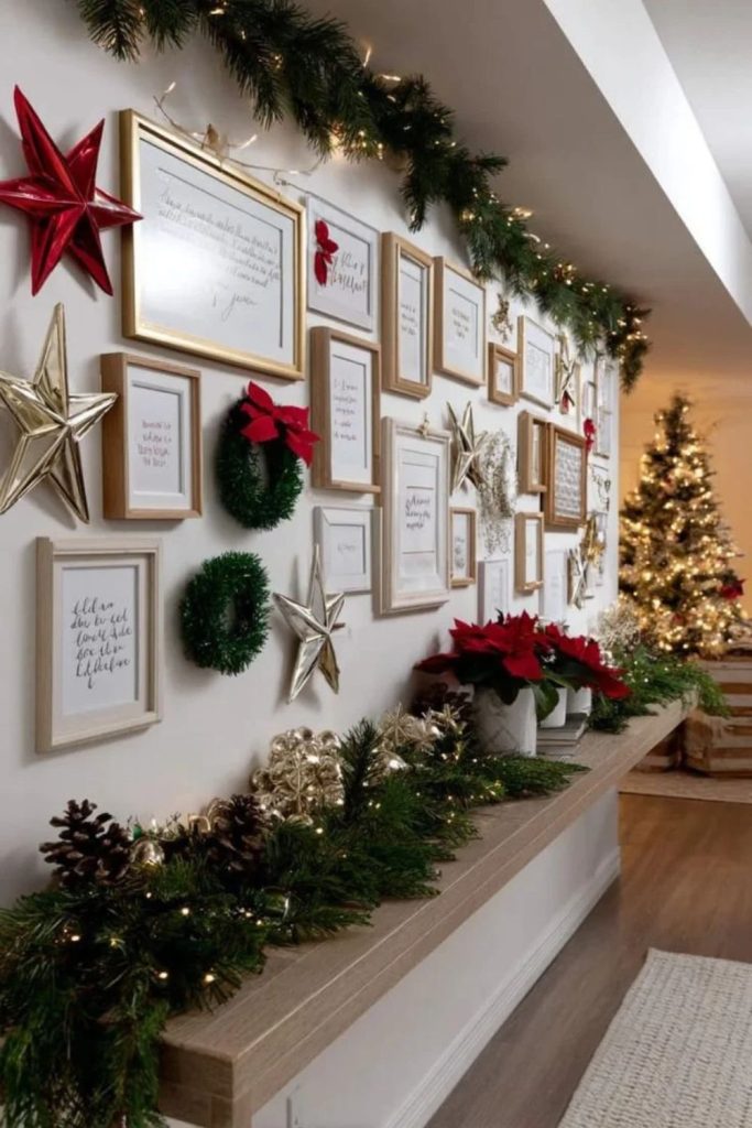 Festive Christmas Gallery Wall Hallway Decor