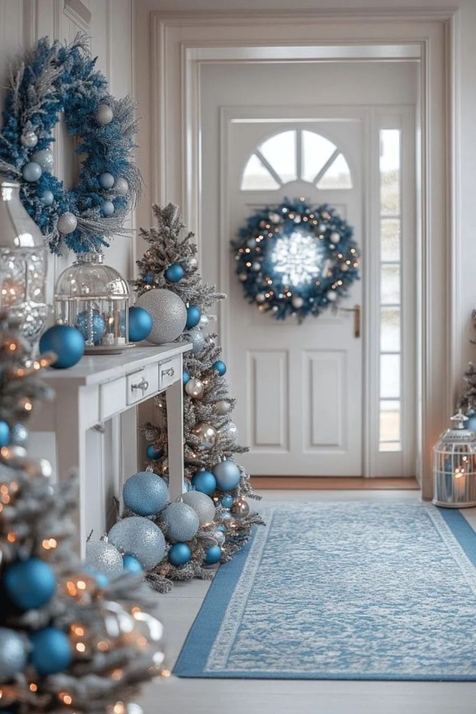 Midnight Blue and Silver Christmas Hallway