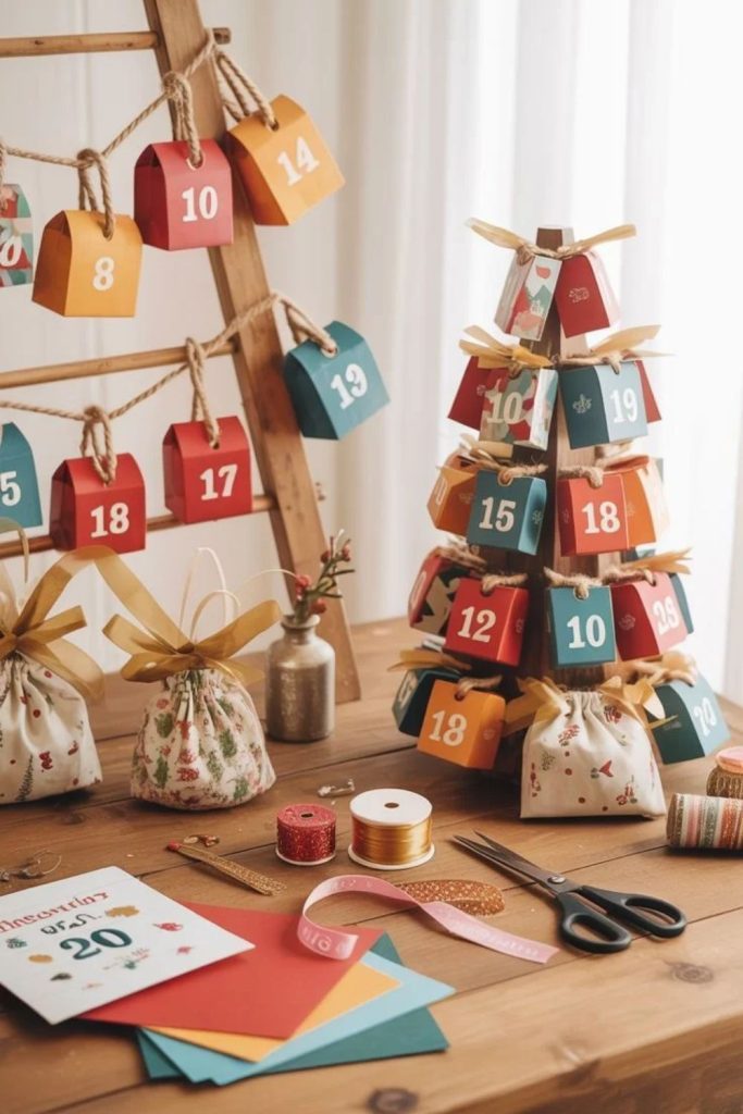 Mini gift box advent calendar decorations.