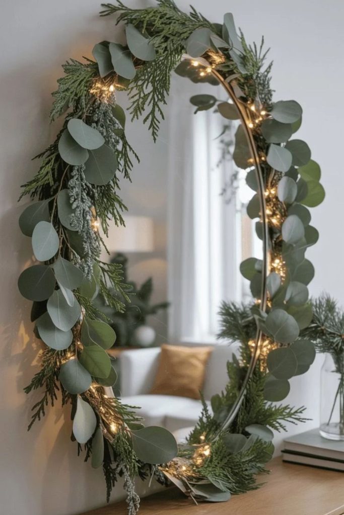 Minimalist Scandinavian evergreen Christmas wreath.