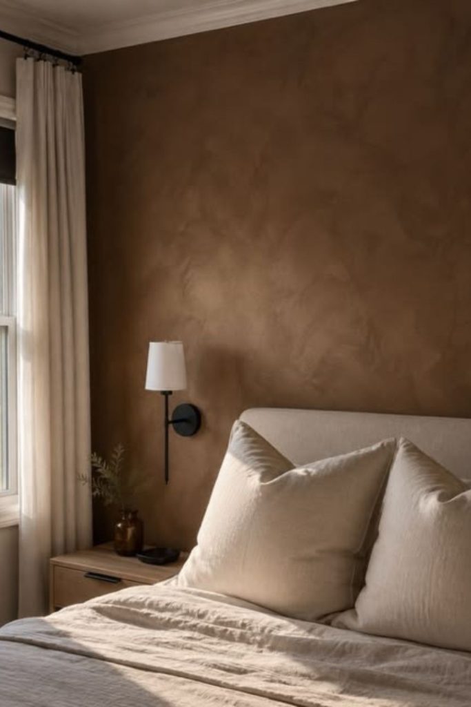 Mocha shadow textured plaster wall