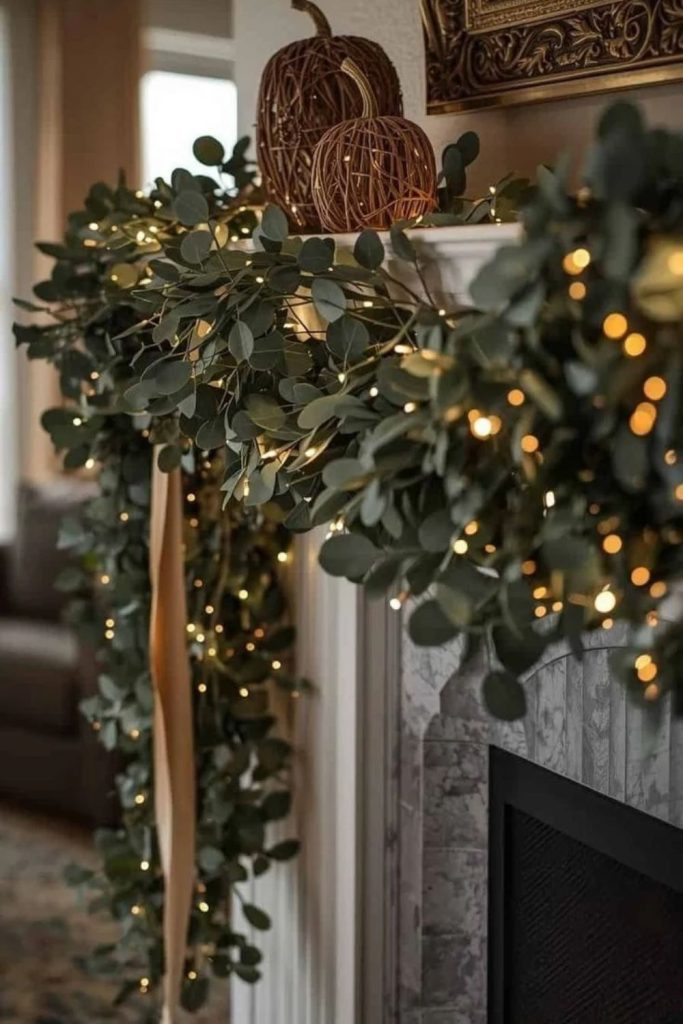Eucalyptus Christmas garland with natural greenery.