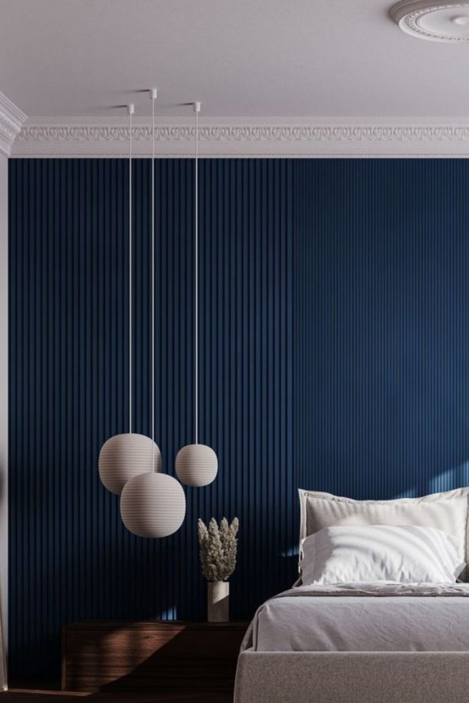 Navy blue fluted luxury wall