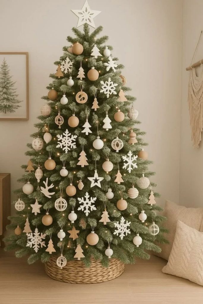 Nordic ceramic ornament Christmas tree display.