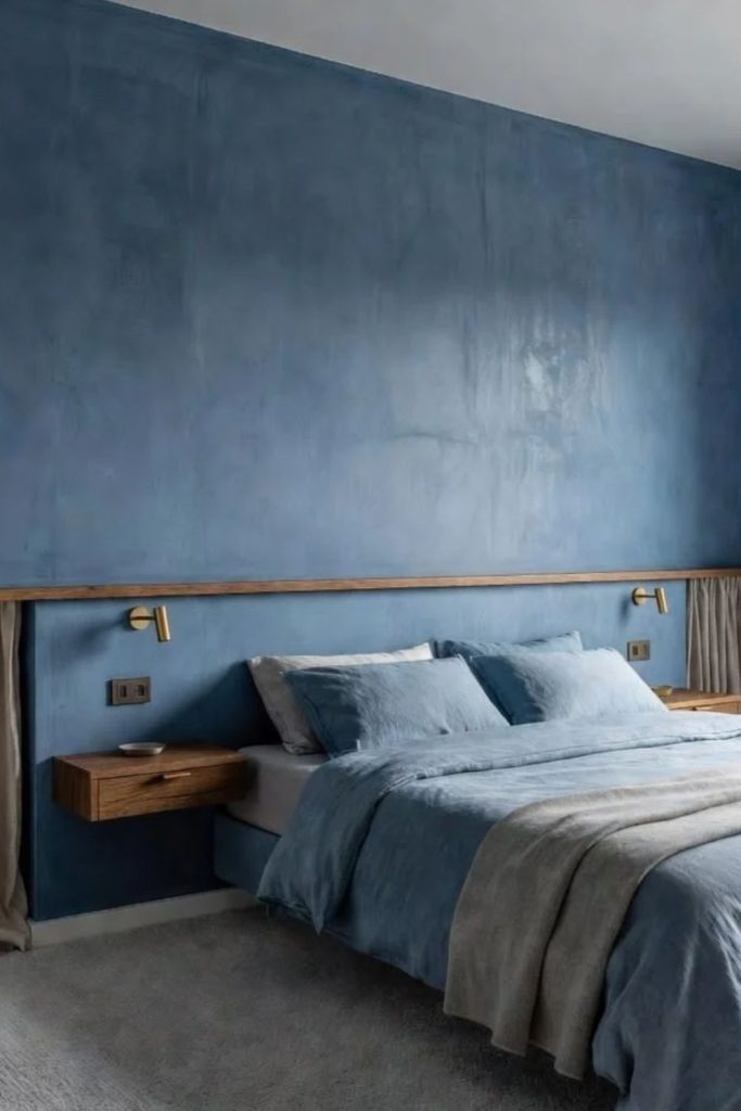 Oceanic blue patina plaster wall