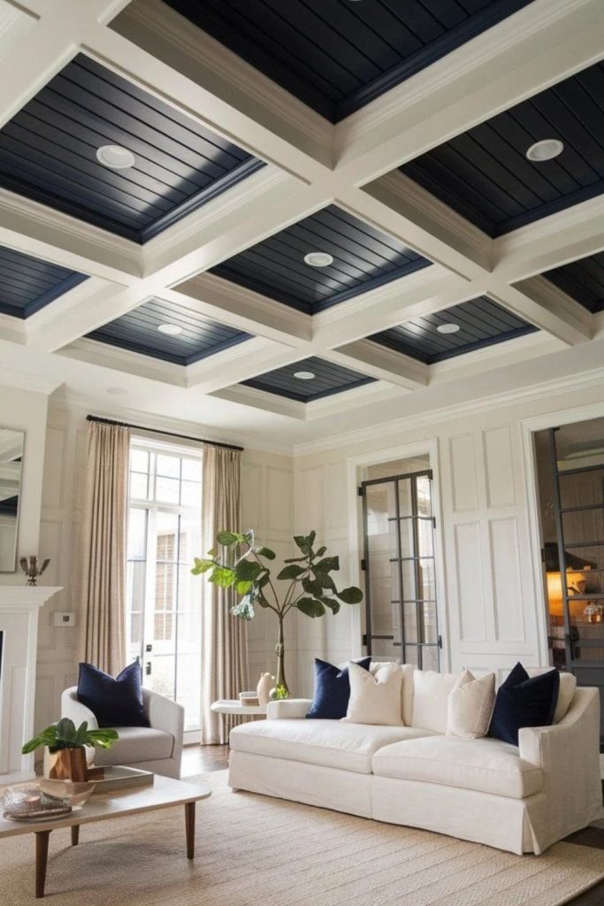 Classic coffered ceiling with dramatic details.