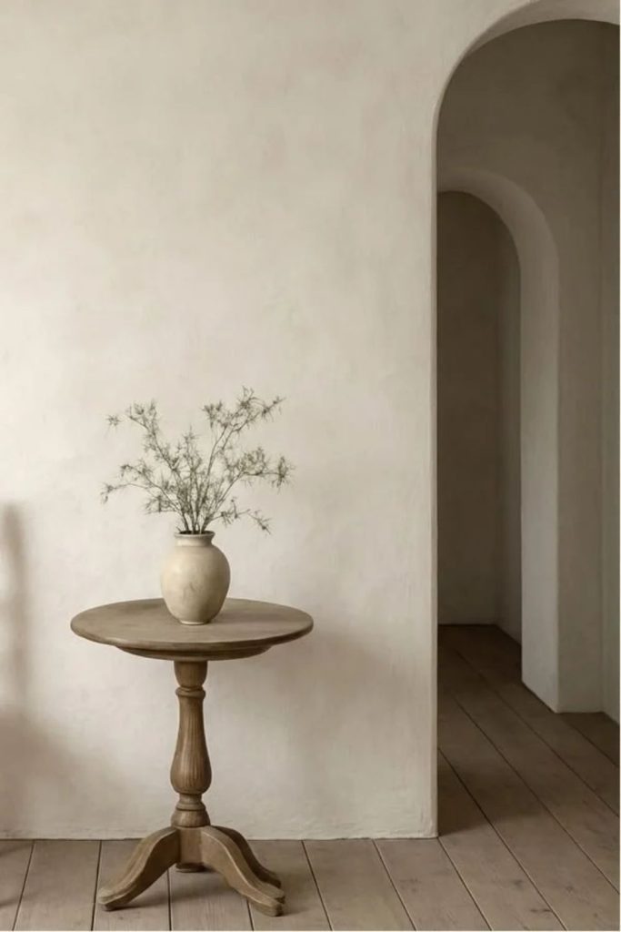 Old World ivory Venetian plaster wall