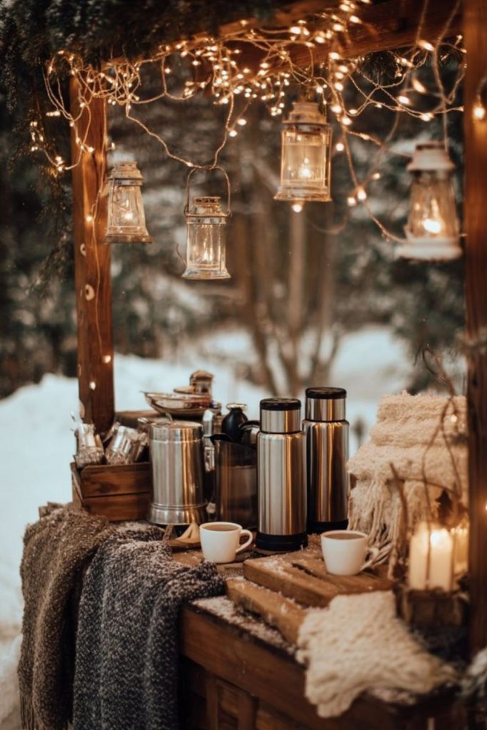 Outdoor Winter Hot Chocolate Bar Display
