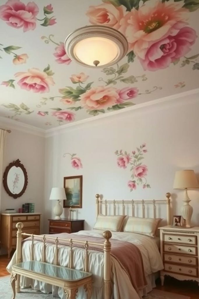 Oversized floral mural statement ceiling.