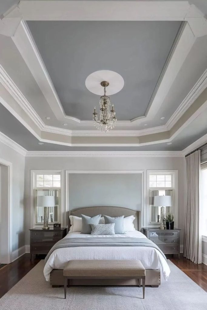 Painted ceiling border with bold color.