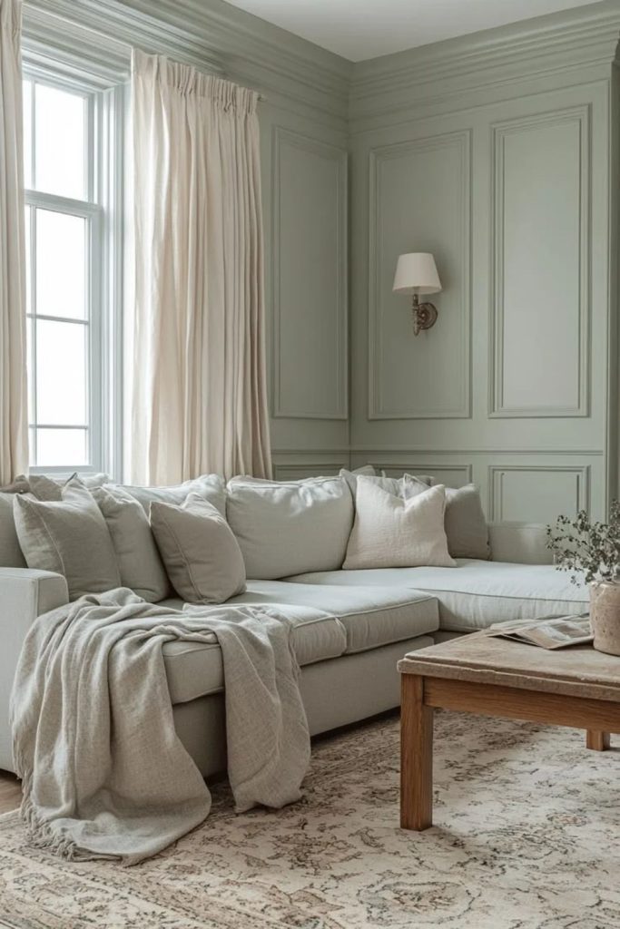 Pale mint refreshing colour drenched retreat.