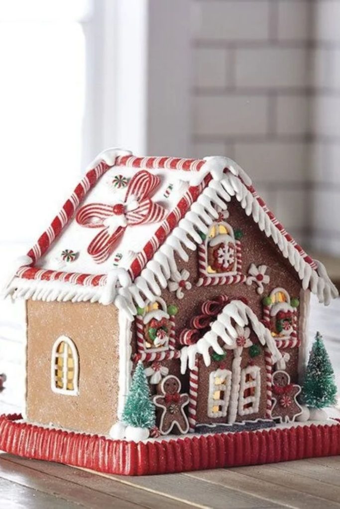 Festive Peppermint Village Gingerbread House