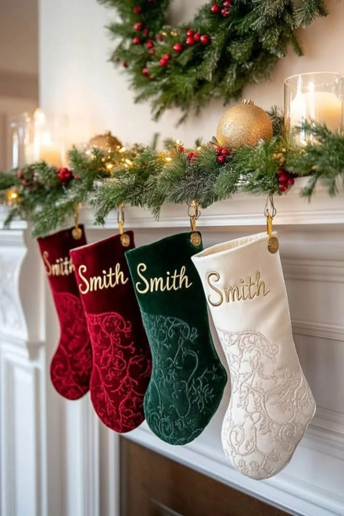 Personalized embroidered Christmas stockings with names