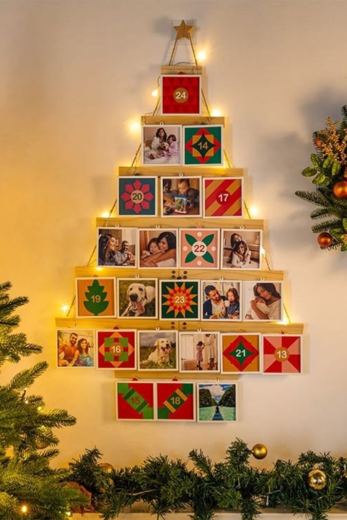 Personalized family memory Christmas countdown calendar.