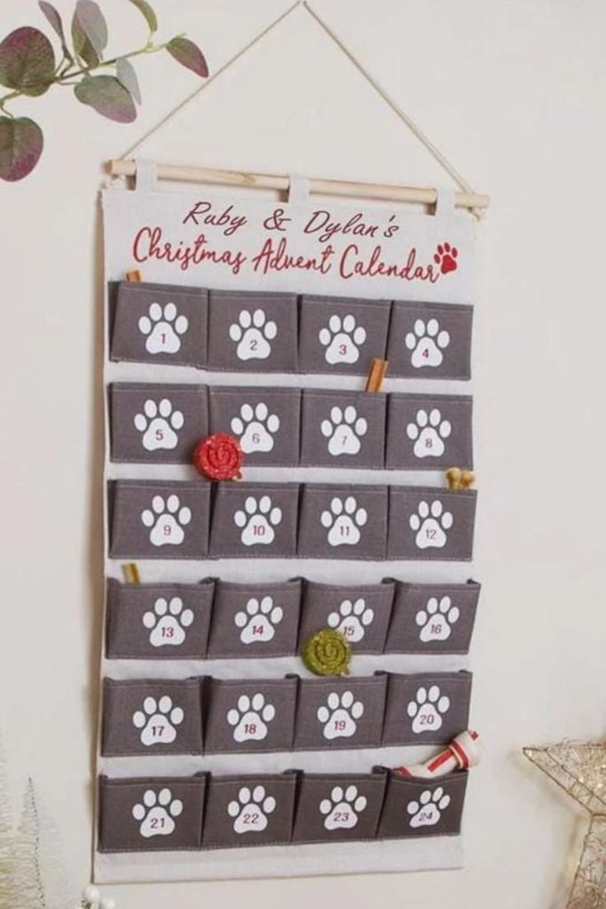 Pet themed Christmas advent calendar with treats.