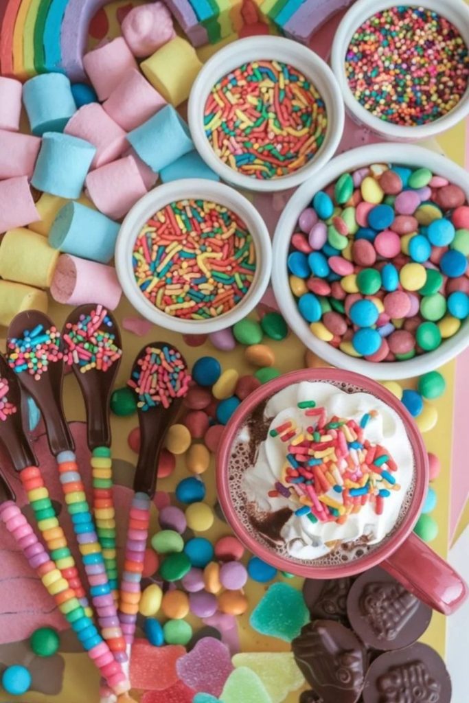 Colorful Rainbow Marshmallow Hot Chocolate Bar