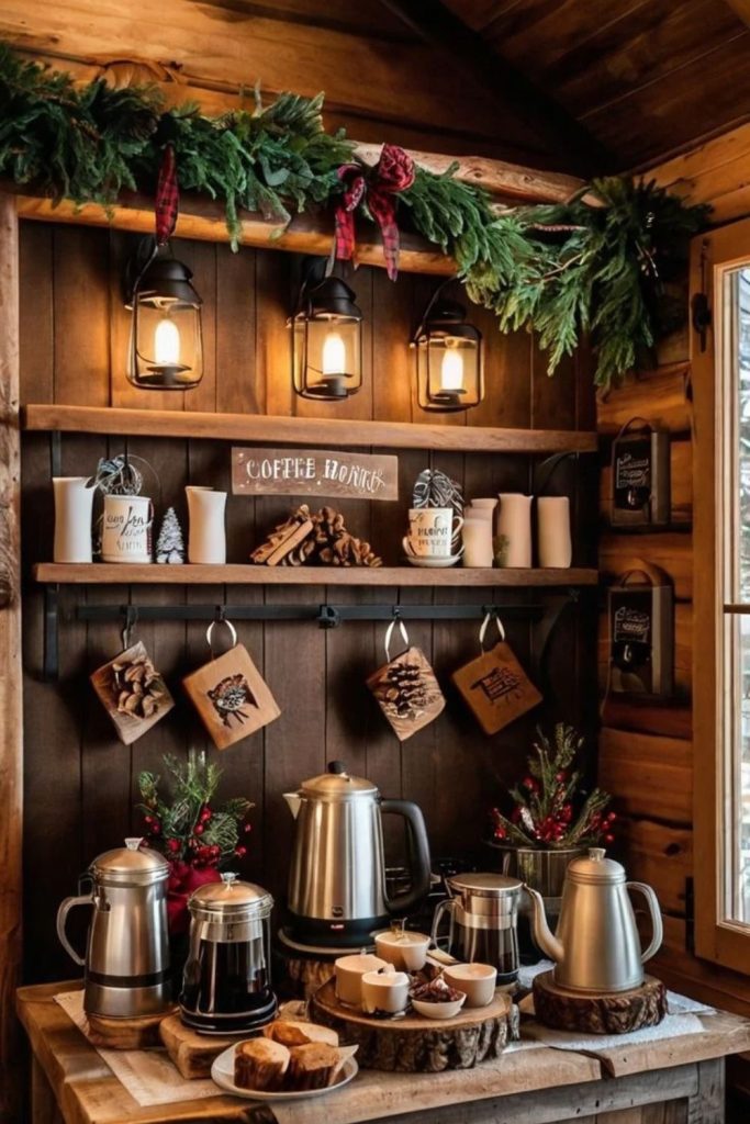 Rustic Cabin Cocoa Corner With Festive Charm