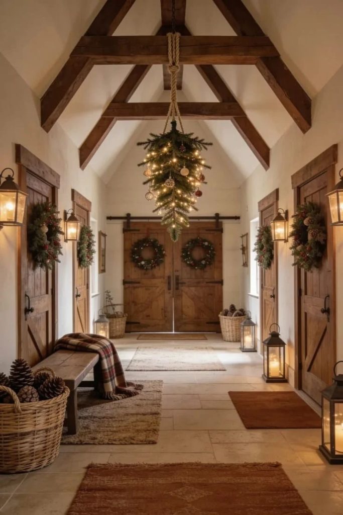 Rustic Woodland Christmas Hallway Decor Inspiration