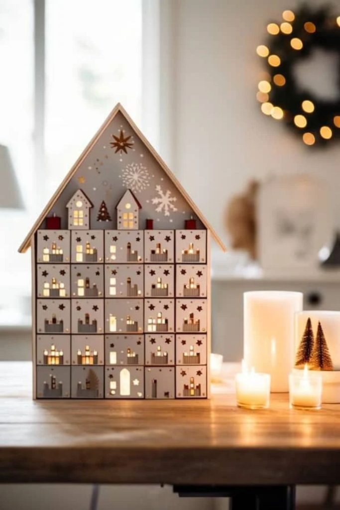 Scandinavian minimalist Christmas advent calendar design.