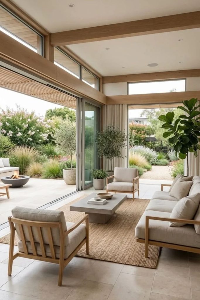 Scandinavian Orangery with Natural Wood Accents.