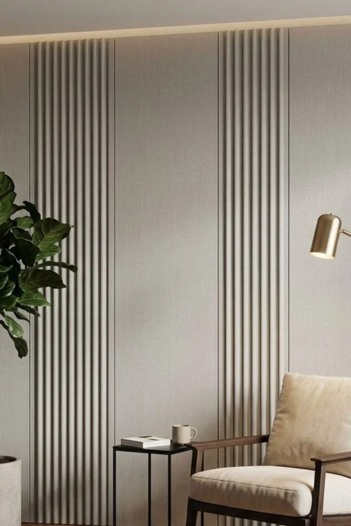 Scandinavian pale timber fluted wall