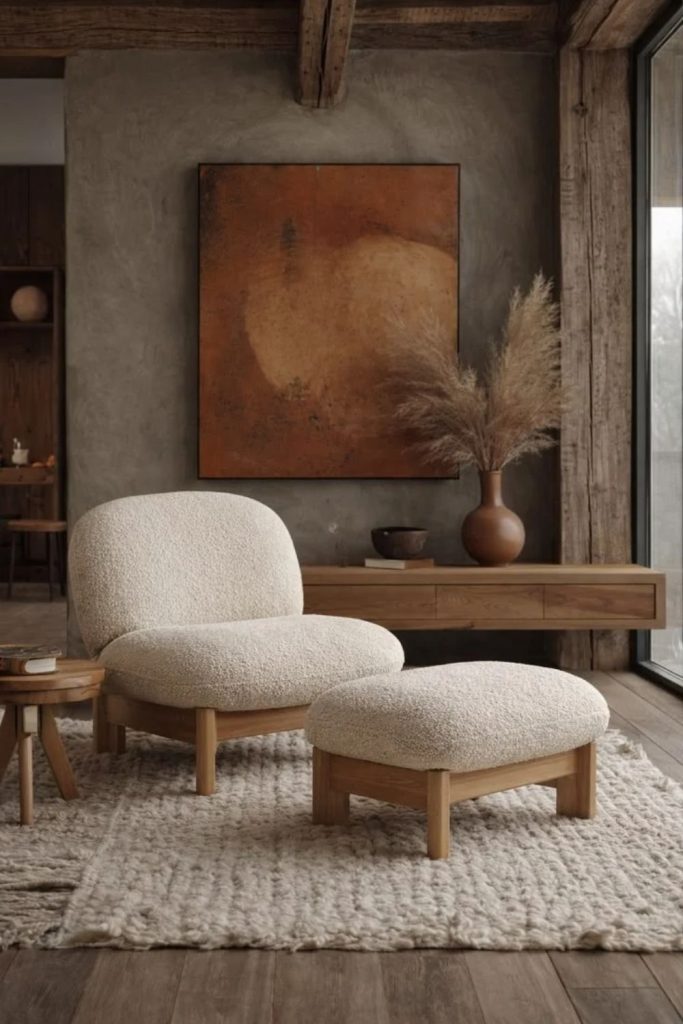 Sculptural Boucle Accent Chair in Cream