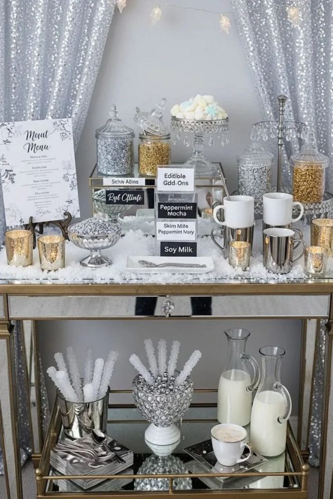 Silver Snowflake Winter Cocoa Bar Display
