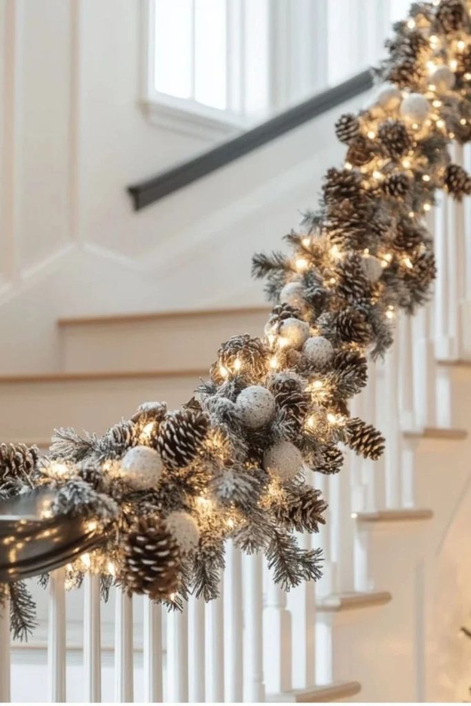 Snowy Pinecone Winter Christmas Hallway Decor