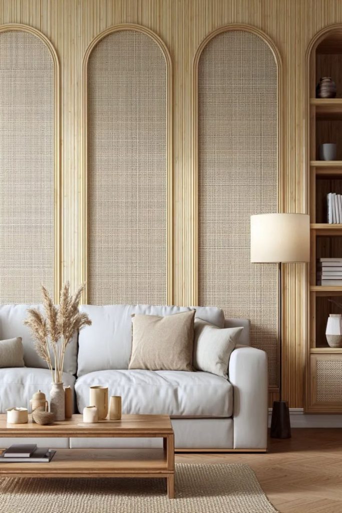 Soft modern fluted sanctuary wall