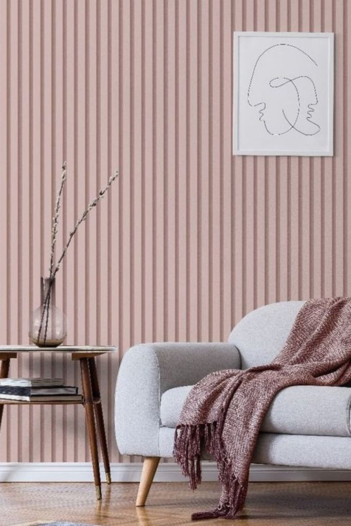 Soft pink contemporary fluted panels