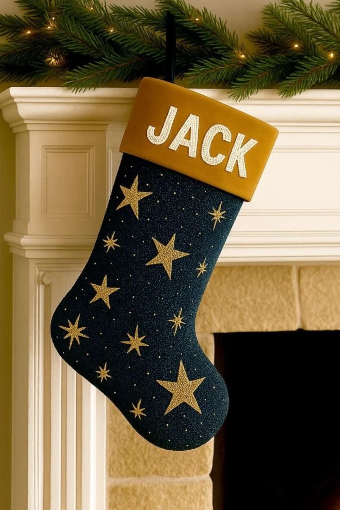 Midnight blue celestial Christmas stockings