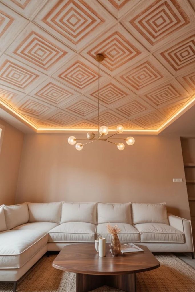 Terraced layered contemporary ceiling design.