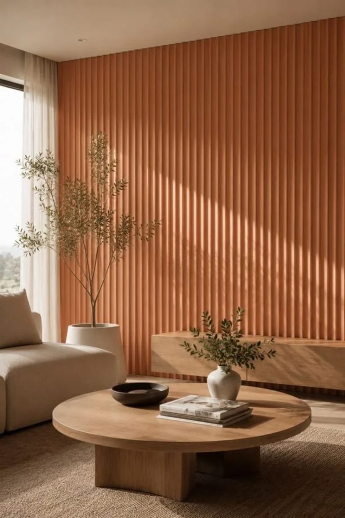 Terracotta fluted wall accent design