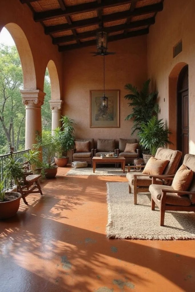 Moroccan terracotta decor with patterned textiles