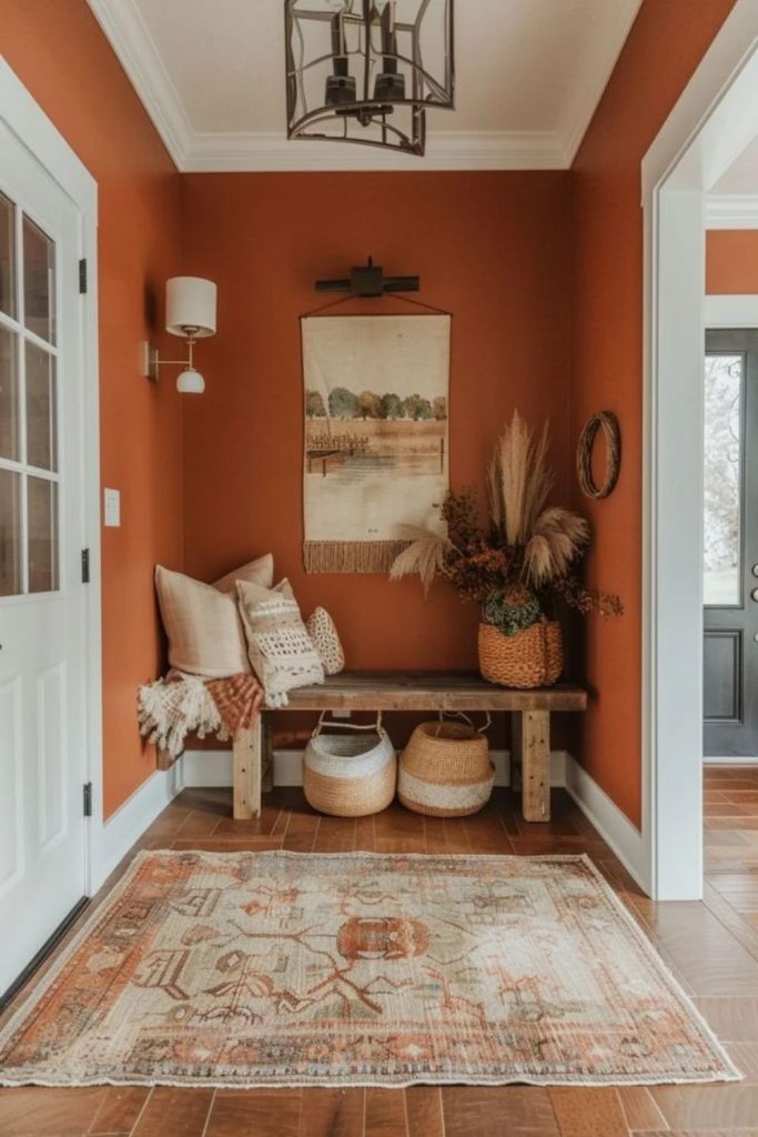 Terracotta and cream coordinated interior color palette