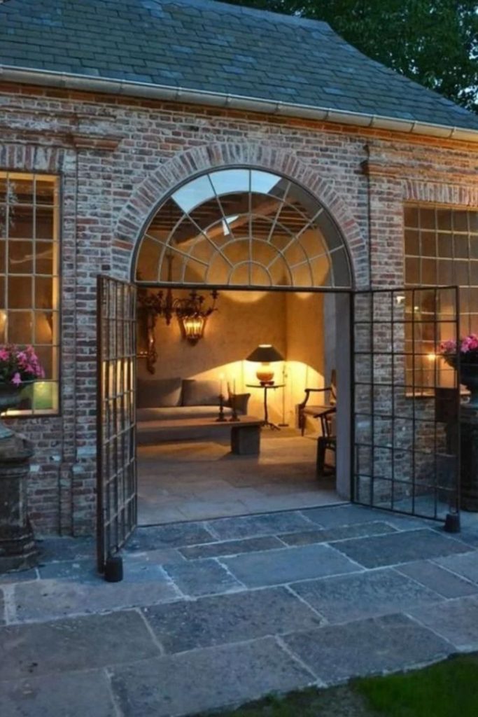 Traditional Brick Orangery with Glass Windows.