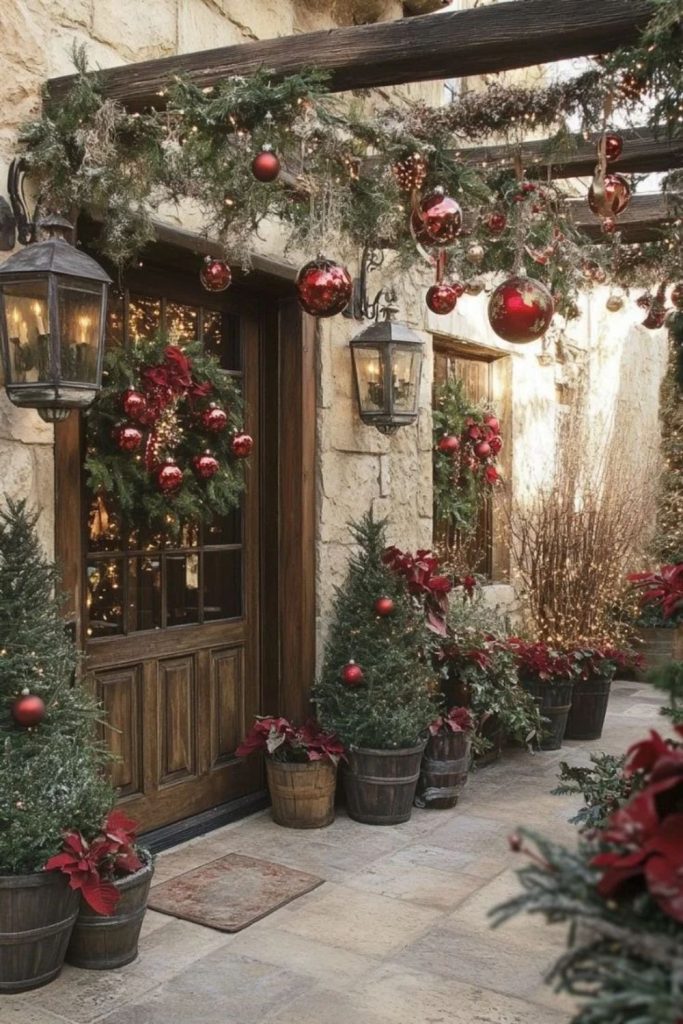 Vintage Christmas garland with antique ornaments.
