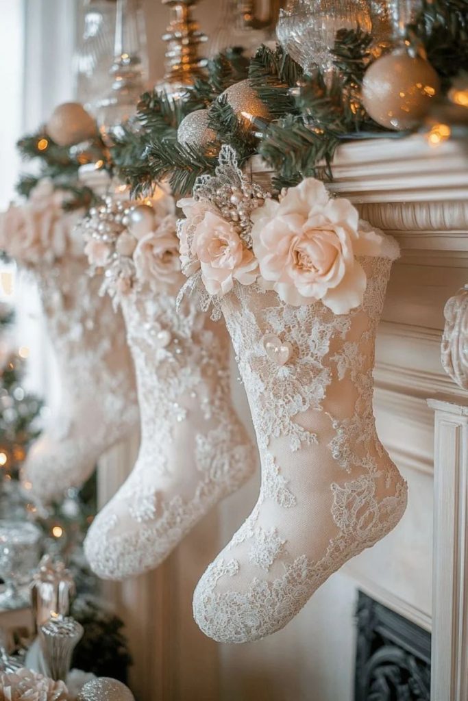 Vintage Victorian velvet Christmas stockings