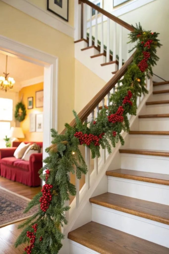Woodland berry garland with natural accents.