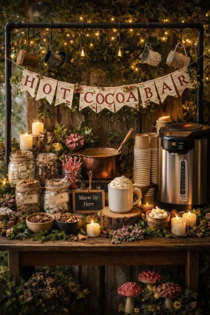 Woodland Christmas Hot Chocolate Table Decor